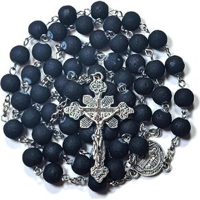 Rosary Beads Chaplet Frosted Ceramic Rosery Cross Catholic gifts