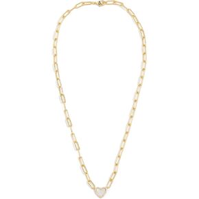 ADINA EDEN Women's Pave Colored Stone Heart Paperclip Necklace in Kuwait