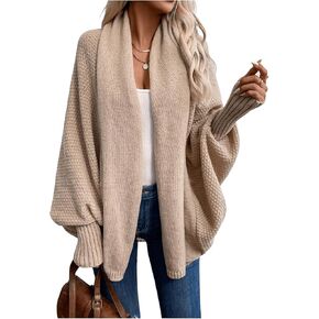 Women's Open Front Cardigan Long Sleeve Knitwear Shawl Collar Long Cardigan