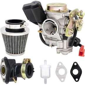 139QMB Carburetor Fit for 49CC 50CC GY6 4 Stroke Scooter Taotao Kymco Go Kart PD18J PD19J Moped Engine 18mm carb+ Intake Manifold Air Filter -139QMB Carburetor 50CC Scooter