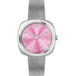Bisley Women Watch Square Watch Easy Reader Stainless Steel Mesh Watch for Small Wrist