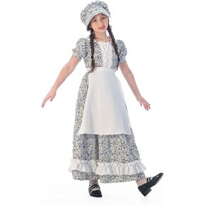 CR ROLECOS Prairie Pioneer Dresses for Girls Colonial Pilgrim Costumes Dress