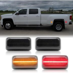 LED Side Marker Light Replacement for Silverado 3500HD 2015-2023, Sierra 3500HD 2015-2023 Dually Pickup Truck, Smoked Lens Front Rear Side Fender Position Lamp Replacement Kit