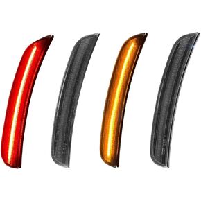 LED Side Marker Lights Assembly for Charger 2015-2022, Smoke Black Front Amber Rear Red Bumper Reflectors Signal Lamps for Dodge Charger 2015-2022 Accessories (4PCS)
