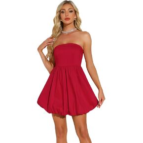 Allegra K Strapless Tube Dress for Women's Sleeveless Off Shoulder Party Mini Short Dress