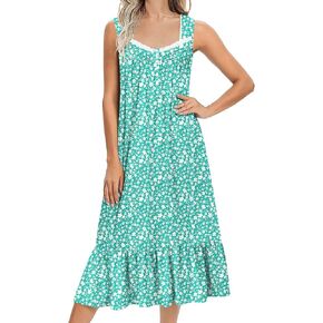 Ekouaer Nightgowns for Women Long Sleeveless Night Gown Victorian Nightdress Button Sleepshirt Soft Sleepwear S-XXXL