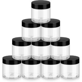 BonyTek Household 4oz Plastic Jars with Lids, 5 Pack BPA Free, Reusable, Refillable Transparent Cosmetic Containers for Bath Salts, Cosmetics, Powders, Beauty Product and Small Accessories