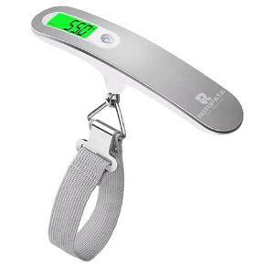 Digital Luggage Travel Scale with Overweight Warning Function, Portable Handheld Electronic Weighing Scale with Hook, 50kg & Backlit LCD Display Screen Design for Suitcase Baggage (Battery Included)