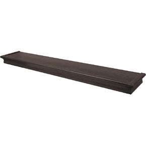 HIGH & MIGHTY 515668 Decorative 36" Floating Shelf Holds up to 25lbs, Easy Tool-Free Dry Wall Installation, Beveled, eCommerce Packaging, Espresso