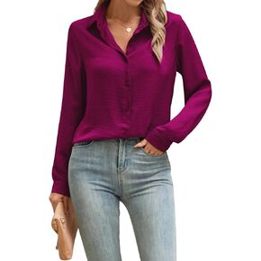 COUXILY Satin Button Down Shirts for Women Business Casual Long Sleeve Silk Blouses Womens Shirts Work Tops