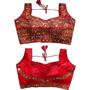 Women's Multicolor Phantom Silk Floral Half Sleeves Saree Blouse(AA56)