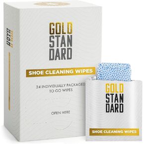 Gold Standard Quick Shoe Cleaning Wipes - 30 Pack Dual Textured Individually Wrapped Sneaker Cleaner Wipes - Shoe Wipes to Remove Dirt & Stains from Leather, Tennis & Canvas Shoes