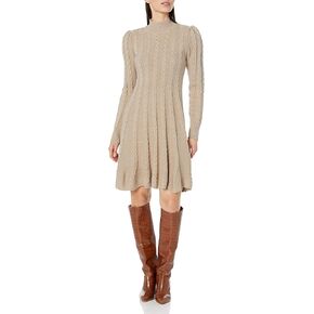 Jessica Howard Women's Cable Knit Midi Sweater Dress with Long Sleeves
