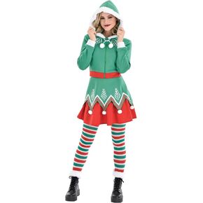 Amscan Red & Green Sassy Elf-Costume (5-Piece Set) - Perfect for Holiday Parties & Events