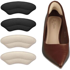 Heel Grips Liner Cushions Inserts for Loose Shoes,Heel Pads for Shoe Too Big Men Women,Filler Improved Shoe Fit,Prevent Heel Slip and Blister (Beige Suede, 4Pairs)