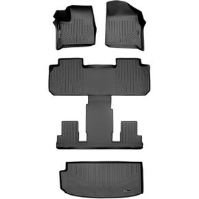 MAXLINER Floor Mats 3 Rows and Cargo Liner Behind 3rd Row Set Compatible with 2018-2022 Chevrolet Traverse with 2nd Row Bucket Seats