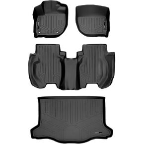 SMARTLINER All Weather Custom Fit 2 Row & Cargo Liner Behind The 2nd Row Black Floor Mat Liner Set Compatible with 2015-2020 Honda Fit