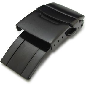 MiLTAT 18mm Watch Bands Replacement Clasp Black Coating 316L Stainless Steel