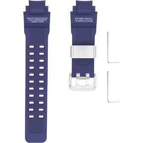 Resin Watch Band Compatible for Casio 16mm 10493622 GA-1000 GA-1100 GW-A1000 GW-A1100 GW-4000 G-1400 GWA-1000 Strap with Stainless Steel Buckle Replacement for men and women wirst watchband