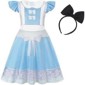 Eledobby Alice Dress for Girls Alice in Wonderland Costume Toddler Christmas Birthday Gift Cosplay Outfit Party Dress