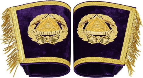 Masonic Handcrafted Grand Master Gauntlets Cuffs Embroidered with Fringe in Saudi Arabia