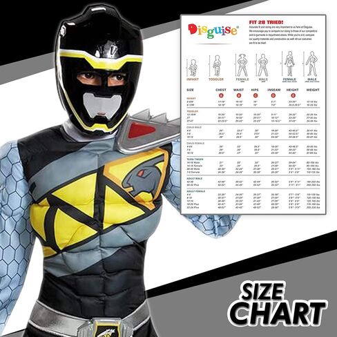 Black Power Rangers Costume for Kids. Official Licensed Black Ranger Dino Charge Classic Muscle Power Ranger Suit with Mask for Boys & Girls in Saudi Arabia
