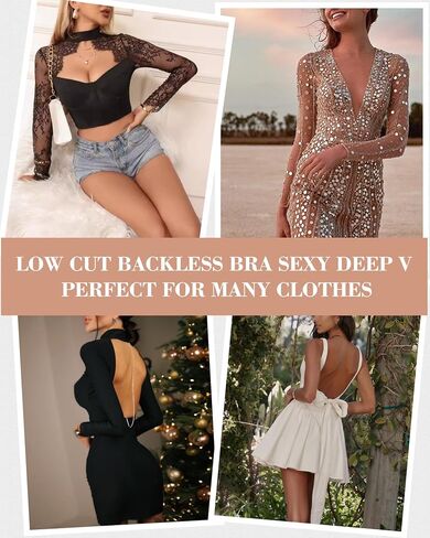 Deep V Low Back Bras for Women Backless Multiway Plunge Bra Push Up Bralettes Low Out Padded Underwire Lifting Bra in Saudi Arabia