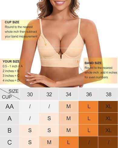 Deep V Low Back Bras for Women Backless Multiway Plunge Bra Push Up Bralettes Low Out Padded Underwire Lifting Bra in Saudi Arabia
