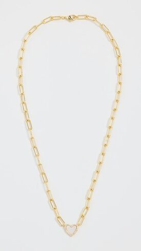 ADINA EDEN Women's Pave Colored Stone Heart Paperclip Necklace in Kuwait