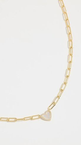 ADINA EDEN Women's Pave Colored Stone Heart Paperclip Necklace in Kuwait