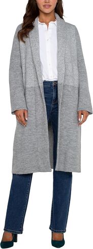 معطف سترة شال بأكمام طويلة مفتوح من الأمام للنساء من Liverpool Los Angeles، كتلة بنمط رمادي in Kuwait