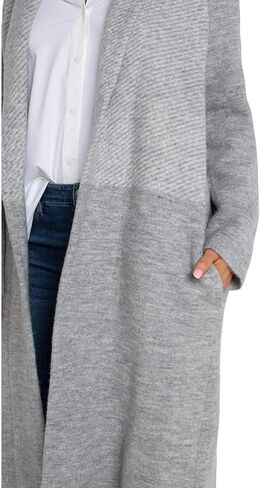 معطف سترة شال بأكمام طويلة مفتوح من الأمام للنساء من Liverpool Los Angeles، كتلة بنمط رمادي in Kuwait