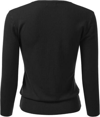 Women's 3/4 Sleeve Crewneck Button Down Knit Sweater Soft Cardigan (S-XXL) in Kuwait