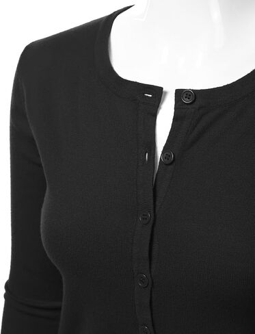 Women's 3/4 Sleeve Crewneck Button Down Knit Sweater Soft Cardigan (S-XXL) in Kuwait
