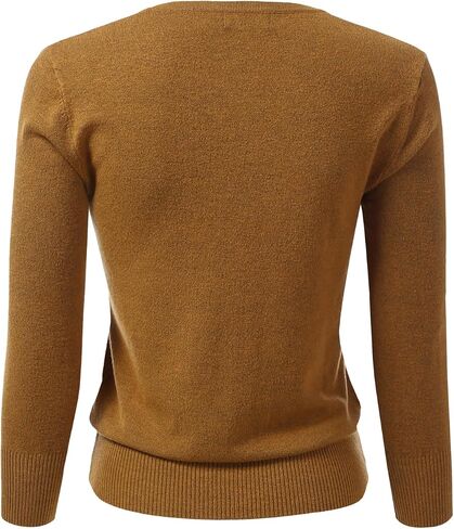 Women's 3/4 Sleeve Crewneck Button Down Knit Sweater Soft Cardigan (S-XXL) in Kuwait