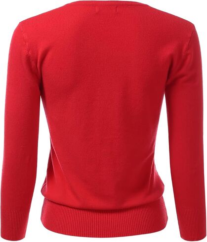 Women's 3/4 Sleeve Crewneck Button Down Knit Sweater Soft Cardigan (S-XXL) in Kuwait