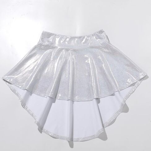ABAFIP Women Rave Outfits Shiny Crop Top High Low Skirt with Shorts 3 piece Music Festival Clothes set in Kuwait