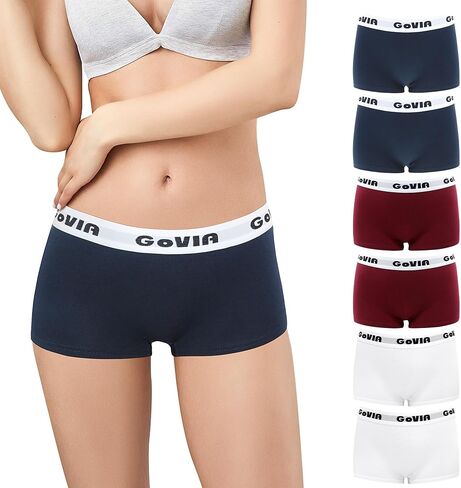 Womens Boyshorts Underwear Cotton Boxer Briefs Full Coverage Soft Stretch boxer Shorts for Women 6 Packs in Saudi Arabia