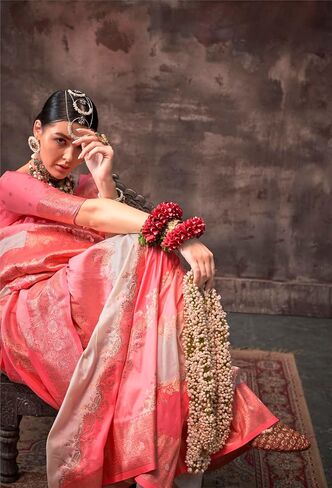 Designer Weaving Silk saree with unstitched blouse in Saudi Arabia