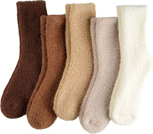 Fuzzy Socks for Women Gifts, Fluffy Cozy Plush Soft Slipper Socks for Fall Winter Christmas Warm Sleeping Home 5/6 Pairs in Kuwait