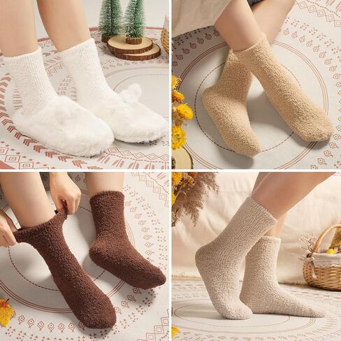 Fuzzy Socks for Women Gifts, Fluffy Cozy Plush Soft Slipper Socks for Fall Winter Christmas Warm Sleeping Home 5/6 Pairs in Kuwait