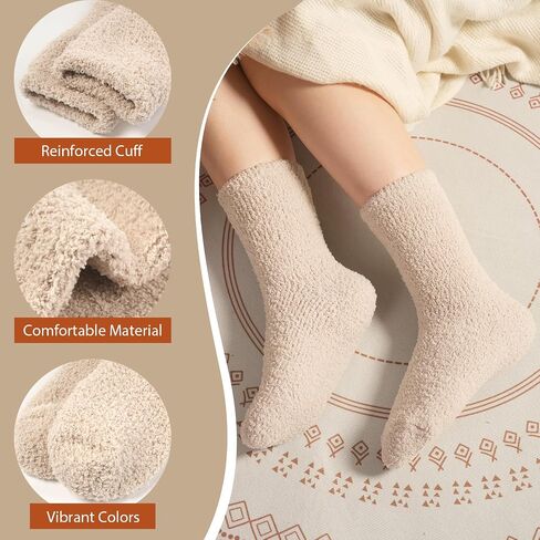 Fuzzy Socks for Women Gifts, Fluffy Cozy Plush Soft Slipper Socks for Fall Winter Christmas Warm Sleeping Home 5/6 Pairs in Kuwait