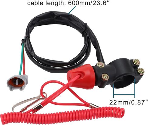 GOOFIT 7/8" 22mm Handlebar 2 Wire Tether Kill Switch with Waterproof Plug Replacement for 50cc 70cc 90cc 110cc 125cc 150cc ATV 4 Wheeler Quad in Saudi Arabia