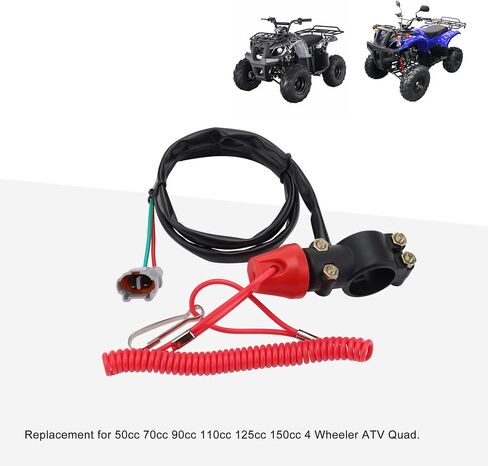 GOOFIT 7/8" 22mm Handlebar 2 Wire Tether Kill Switch with Waterproof Plug Replacement for 50cc 70cc 90cc 110cc 125cc 150cc ATV 4 Wheeler Quad in Saudi Arabia