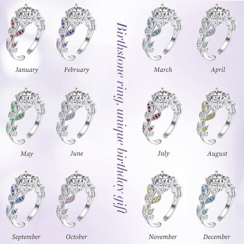 PRAYMOS Birthstone Rings for Women 925 Sterling Silver Adjustable Open Ring for Women with Jewelry Box Size 7-9 in Kuwait