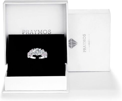 PRAYMOS Birthstone Rings for Women 925 Sterling Silver Adjustable Open Ring for Women with Jewelry Box Size 7-9 in Kuwait