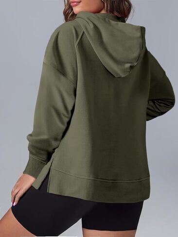 سويت شيرت Eytino مقاس كبير للنساء بلوفر كبير الحجم بأكمام طويلة ونصف سحاب وقمصان علوية ملابس الخريف، 3X أخضر in Kuwait
