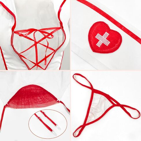 ملابس داخلية مثيرة لعيد الميلاد التأثيرية زي الممرضة المشاغب Strappy ملابس بيبي دول فستان الأدوار مجموعة الملابس الداخلية لعيد الميلاد in Kuwait
