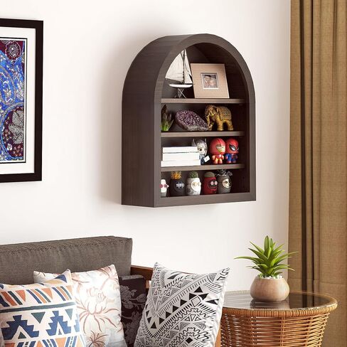 3-Tier Corner Wall Shelf - Wooden Rattan Wall Shelf, Floating Corner Shelves Wall Mounted, Zig Zag Hanging Shelves for Wall, Boho Decorative Wall Shelves for Bedroom, Living Room & Bathroom in Saudi Arabia