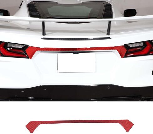 Real Carbon Fiber Taillight Logo Trim Strip Sticker Compatible with Chevrolet Corvette C8 2020-2024, Rear License Plate Upper Decoration Strip Sticker (Black) in Saudi Arabia